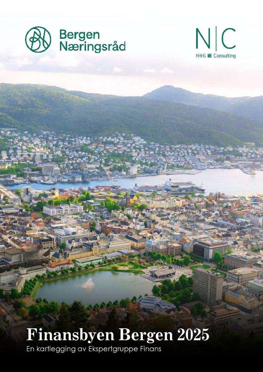 Forsiden av rapporten «Finansbyen Bergen 2025»