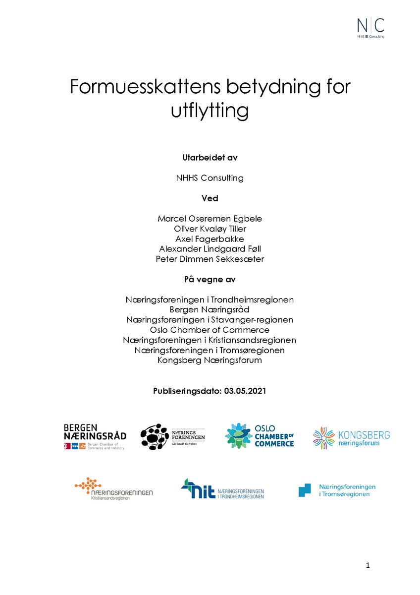 Forsiden av rapporten «Formuesskattens betydning for utflytting»